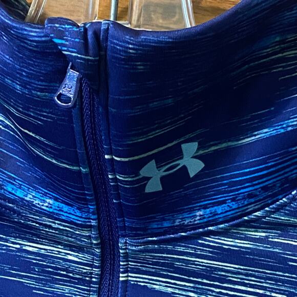 Under Armour Jacket Women Small ColdGear Cozy Cyber Blue Sporty Fitness Running - Picture 8 of 13